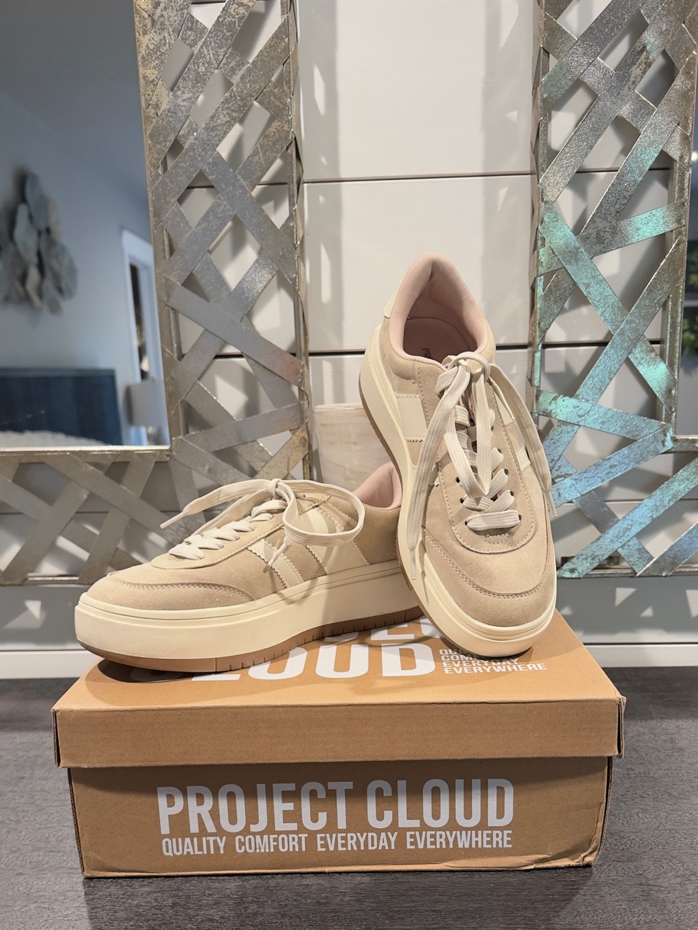 Women's Neutral Platform Sneakers with Lace-Up Comfort